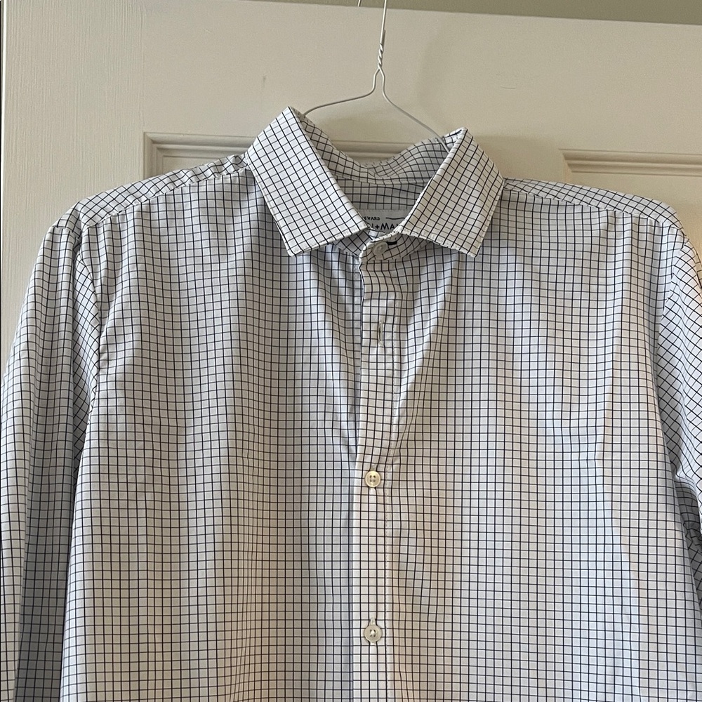 Mizzen+Main Navy and White Grid Dress Shirt